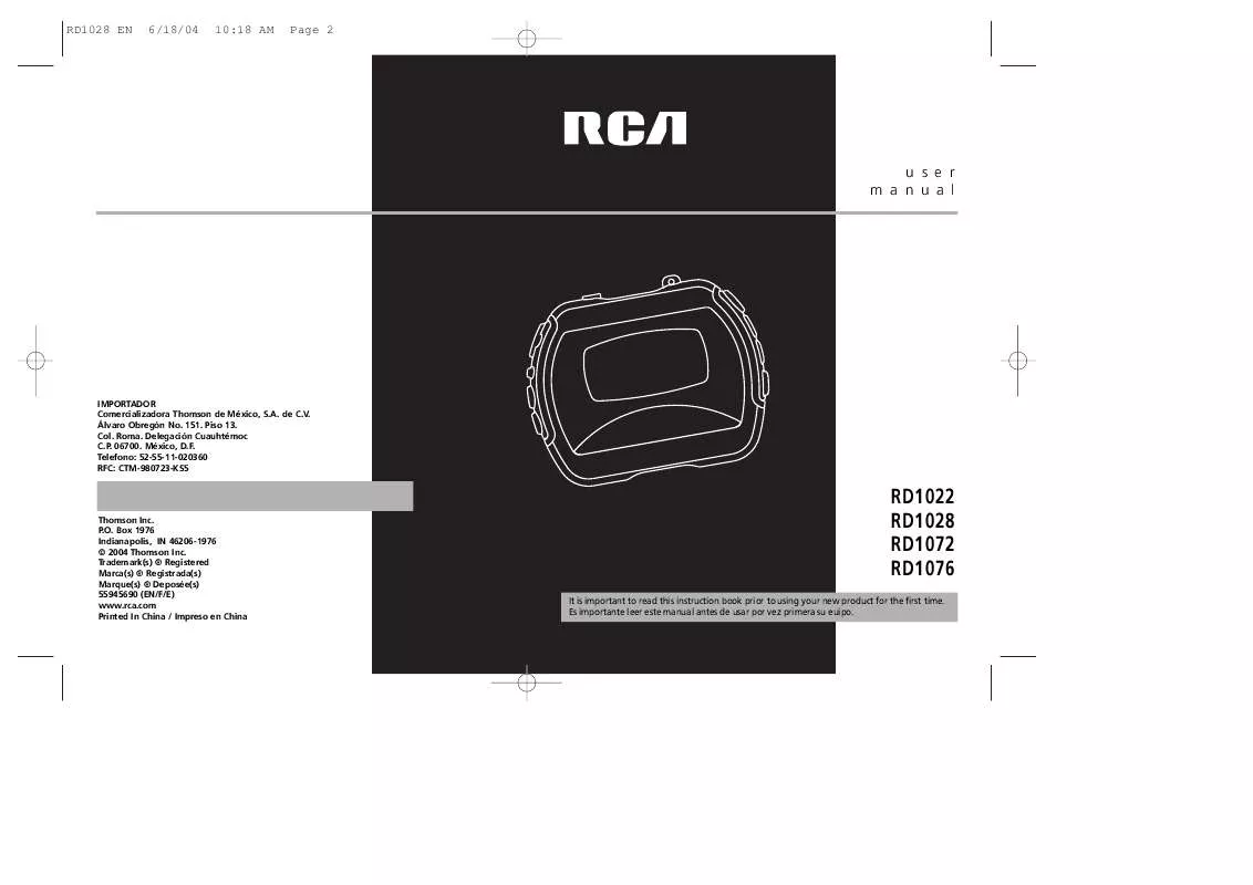 Mode d'emploi RCA LYRA RD1072