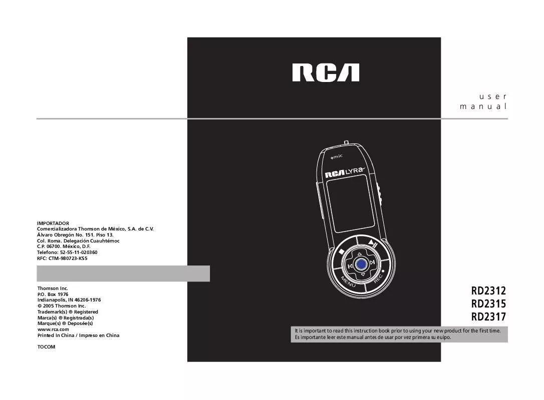 Mode d'emploi RCA LYRA RD2312