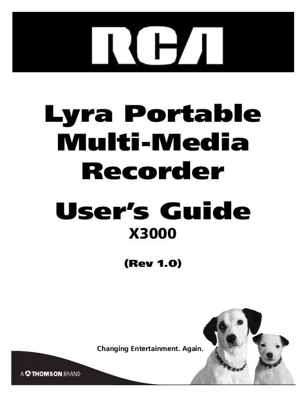 Mode d'emploi RCA LYRA X3000