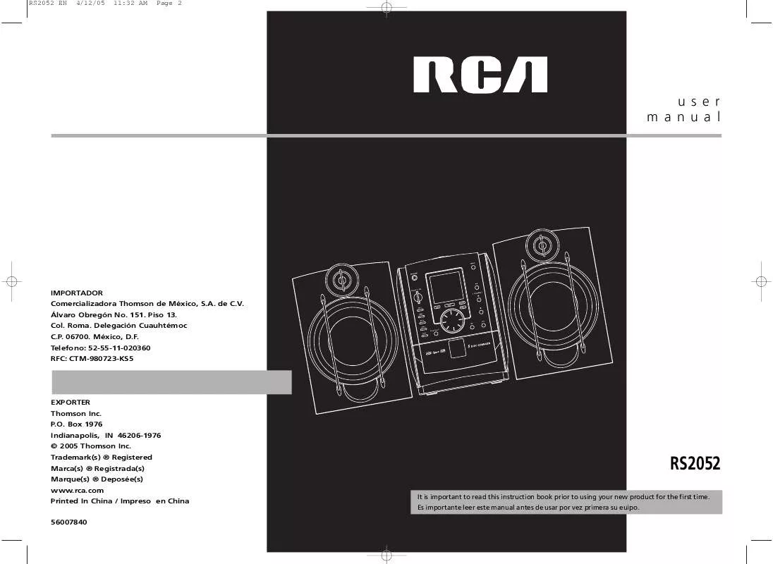 Mode d'emploi RCA RS2052