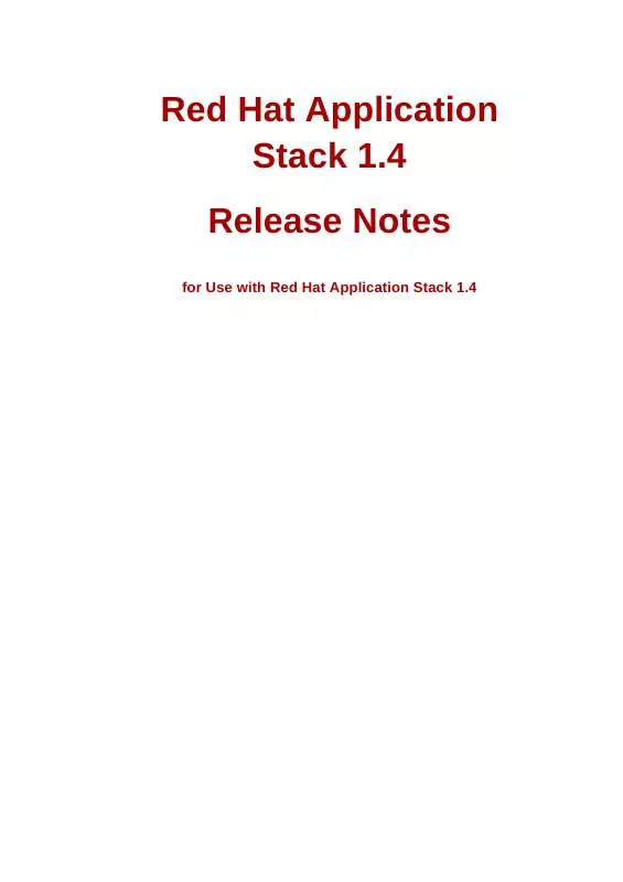 Mode d'emploi REDHAT APPLICATION STACK 1.4