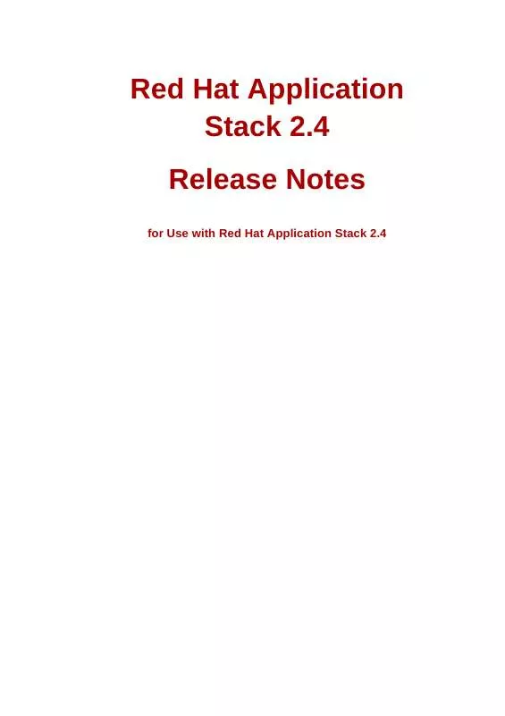 Mode d'emploi REDHAT APPLICATION STACK 2.4