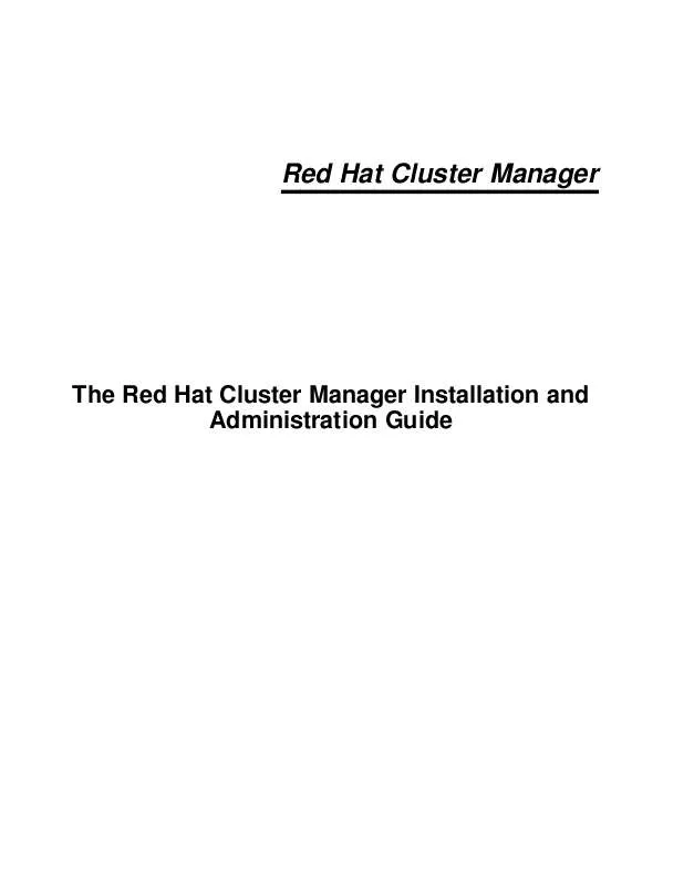 Mode d'emploi REDHAT CLUSTER MANAGER