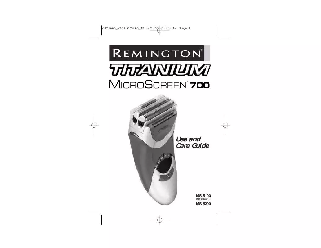 Mode d'emploi REMINGTON MS-5100