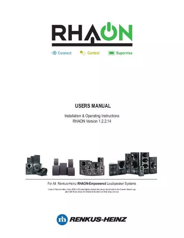 Mode d'emploi RENKUS-HEINZ RHAON IC-R