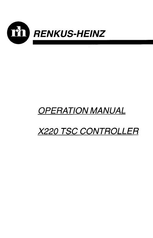 Mode d'emploi RENKUS-HEINZ X-220 TSC CONTTROLLER