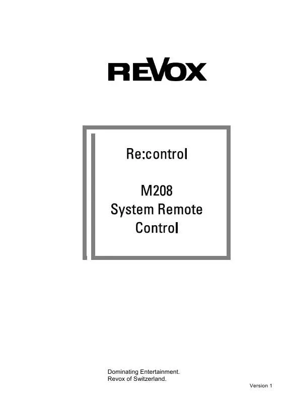 Mode d'emploi REVOX RECONTROL M208