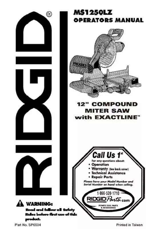 Mode d'emploi RIDGID MS12502LZ