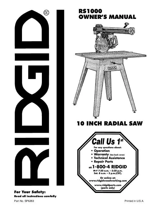 Mode d'emploi RIDGID RS10000