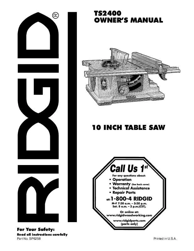 Mode d'emploi RIDGID TS24000