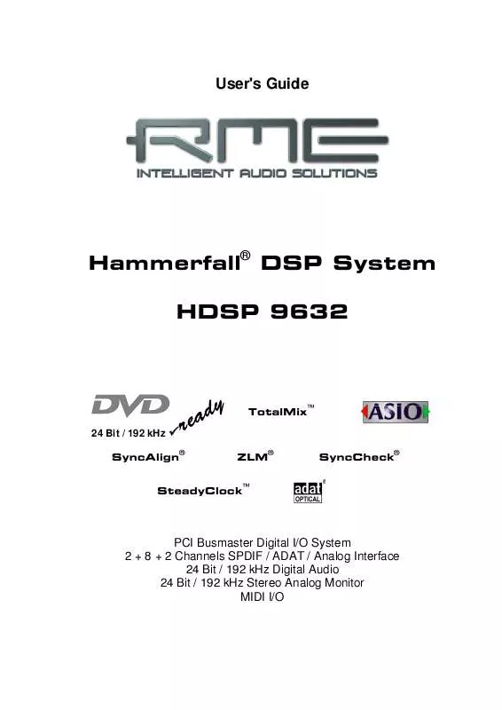Mode d'emploi RME HDSP 9632