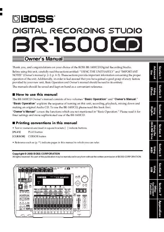 Mode d'emploi ROLAND BR-1600CD