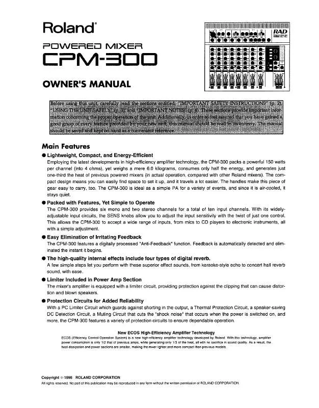 Mode d'emploi ROLAND CPM-300