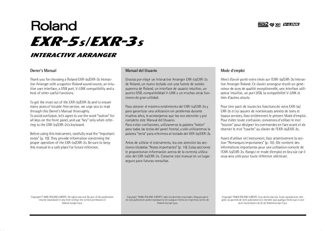 Mode d'emploi ROLAND EXR-5S