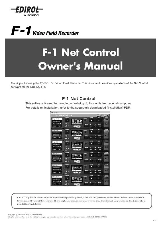 Mode d'emploi ROLAND F-1 NET CONTROL