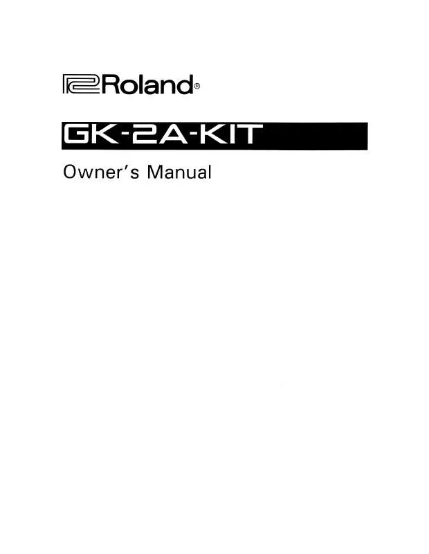 Mode d'emploi ROLAND GK-2A-KIT
