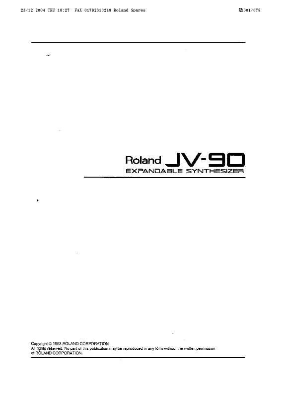 Mode d'emploi ROLAND JV90