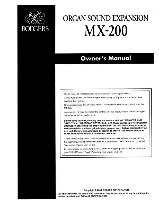 Mode d'emploi ROLAND MX-200