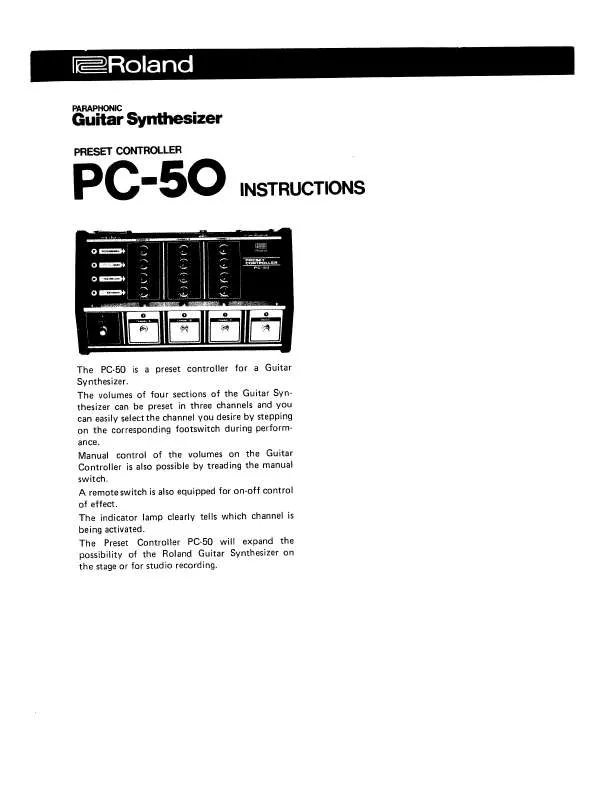 Mode d'emploi ROLAND PC-50 GUITAR CONTROLLER