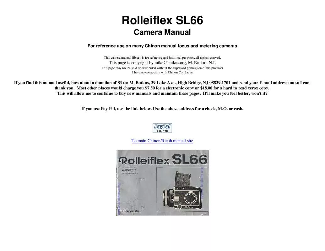 Mode d'emploi ROLLEIFLEX SL66
