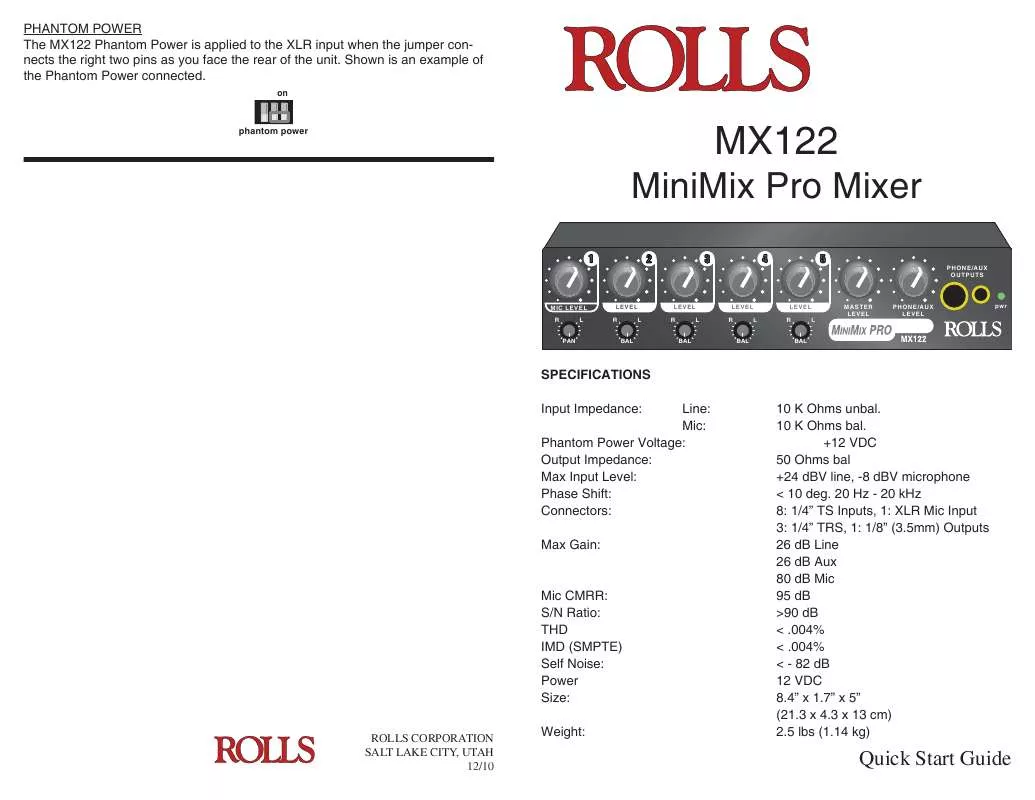 Mode d'emploi ROLLS MX122 MINIMIX PRO MIXER