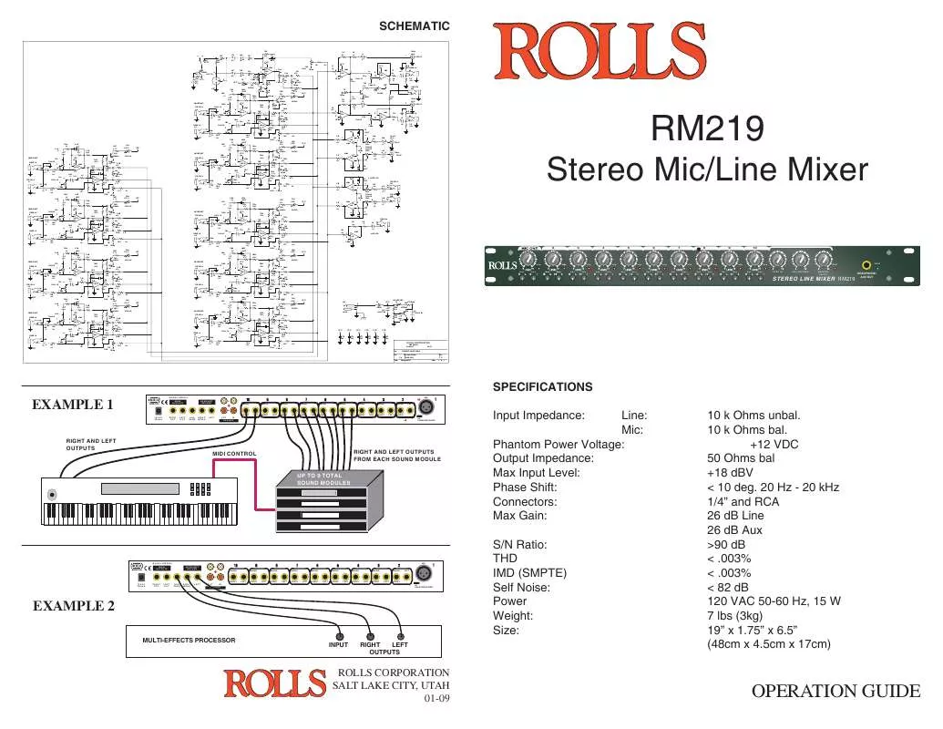 Mode d'emploi ROLLS RM219