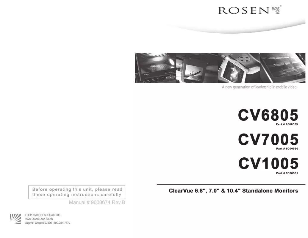 Mode d'emploi ROSEN CV6805