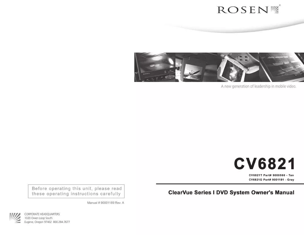 Mode d'emploi ROSEN CV6821