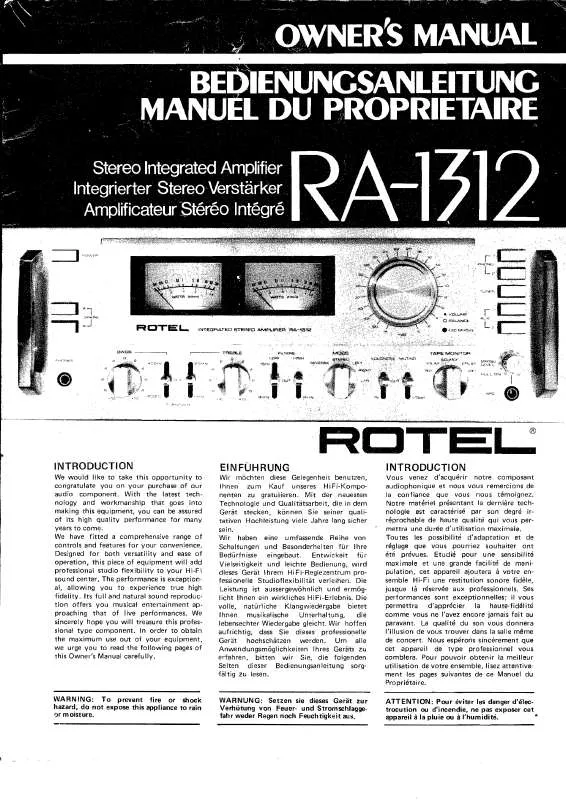 Mode d'emploi ROTEL RA-1312