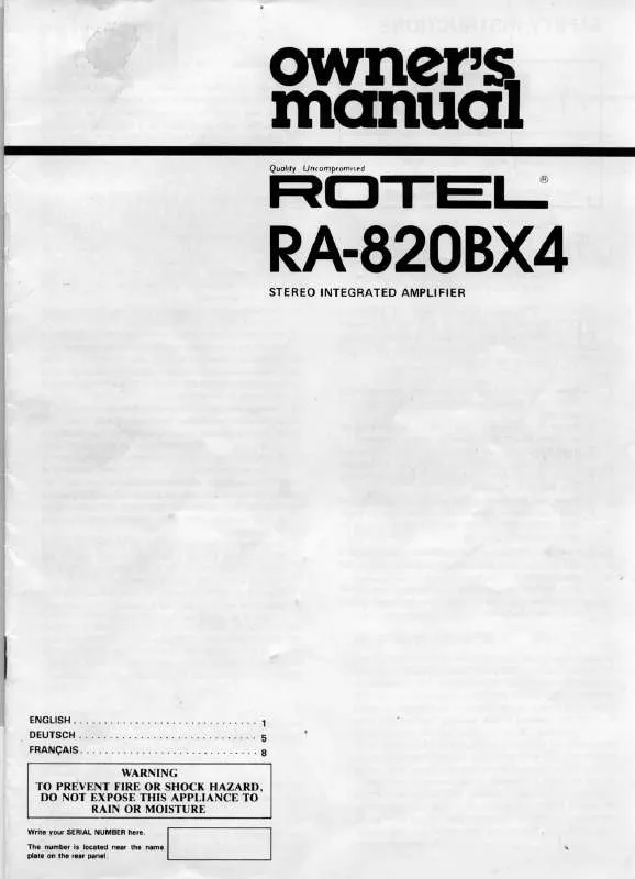 Mode d'emploi ROTEL RA-820BX4