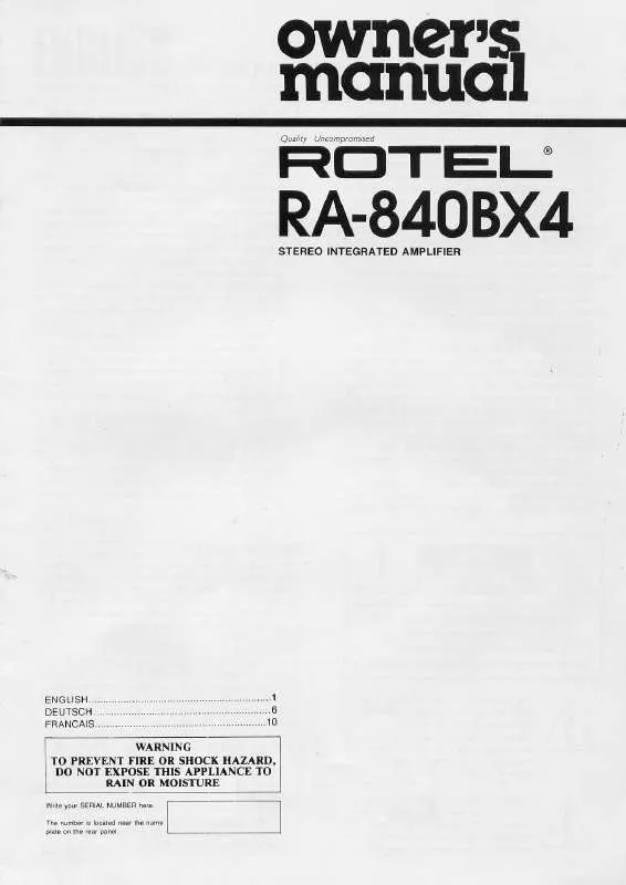 Mode d'emploi ROTEL RA-840BX4