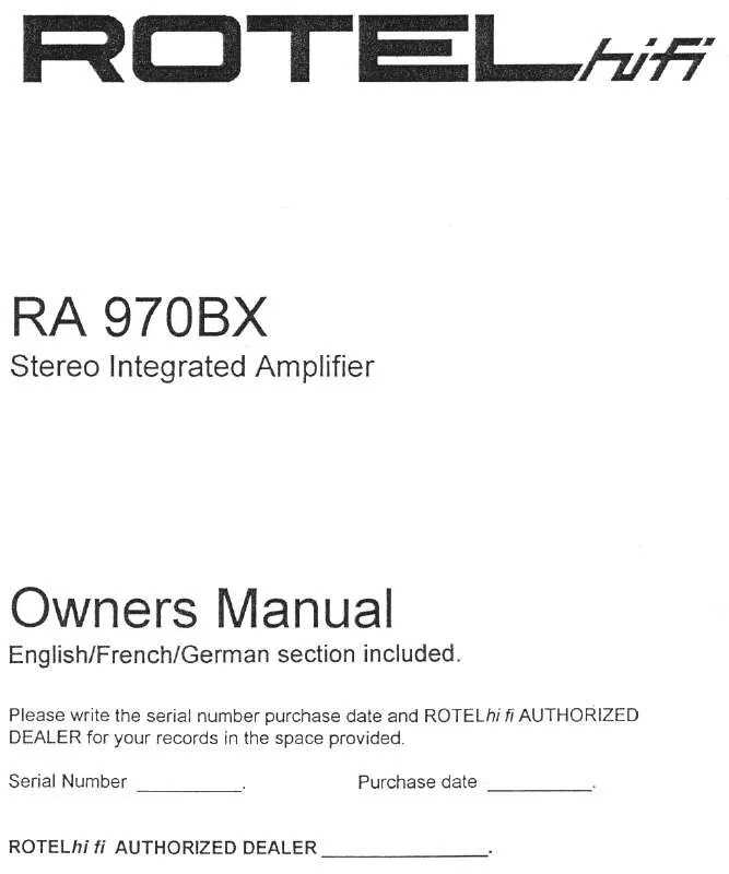 Mode d'emploi ROTEL RA-970BX