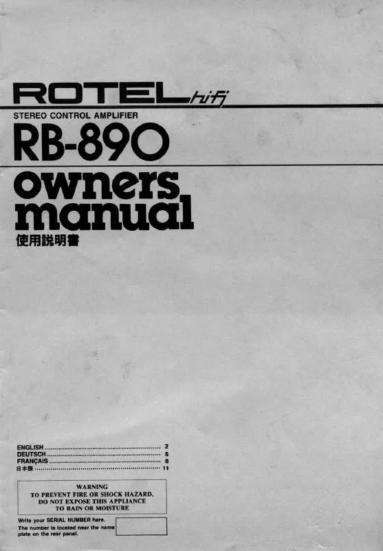 Mode d'emploi ROTEL RB-890