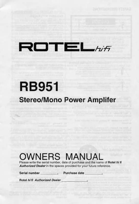 Mode d'emploi ROTEL RB-951