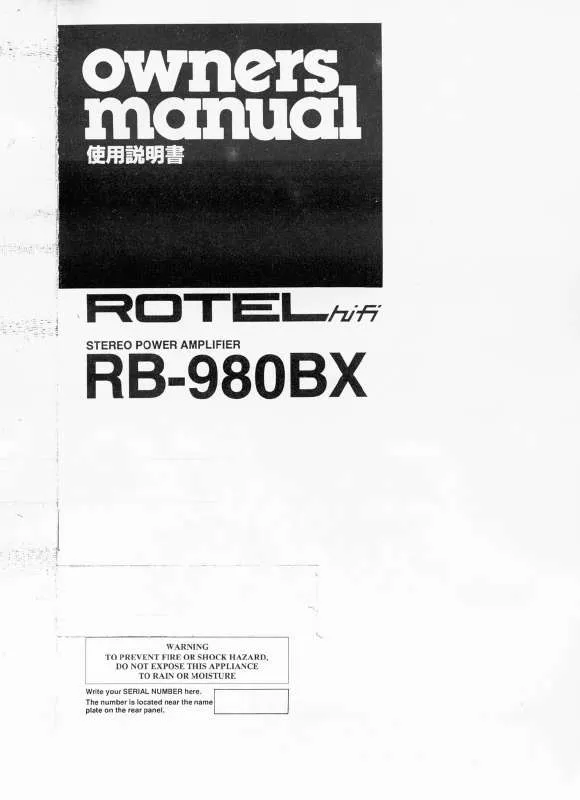 Mode d'emploi ROTEL RB-980BX