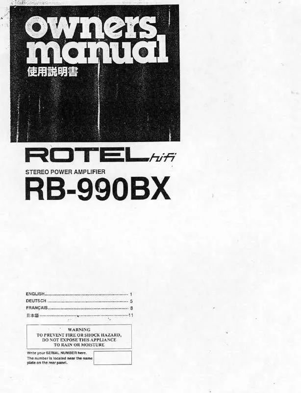 Mode d'emploi ROTEL RB-990BX