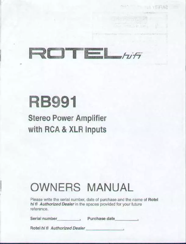 Mode d'emploi ROTEL RB-991