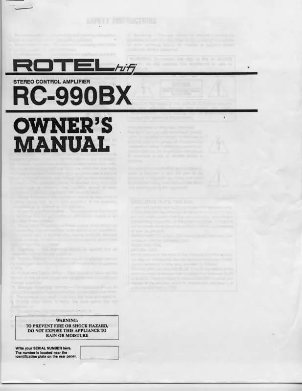 Mode d'emploi ROTEL RC-990BX