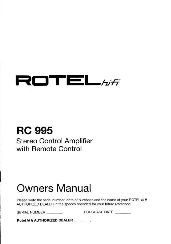 Mode d'emploi ROTEL RC-995