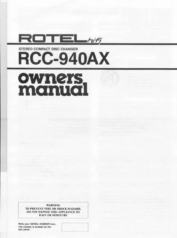 Mode d'emploi ROTEL RCC-940AX