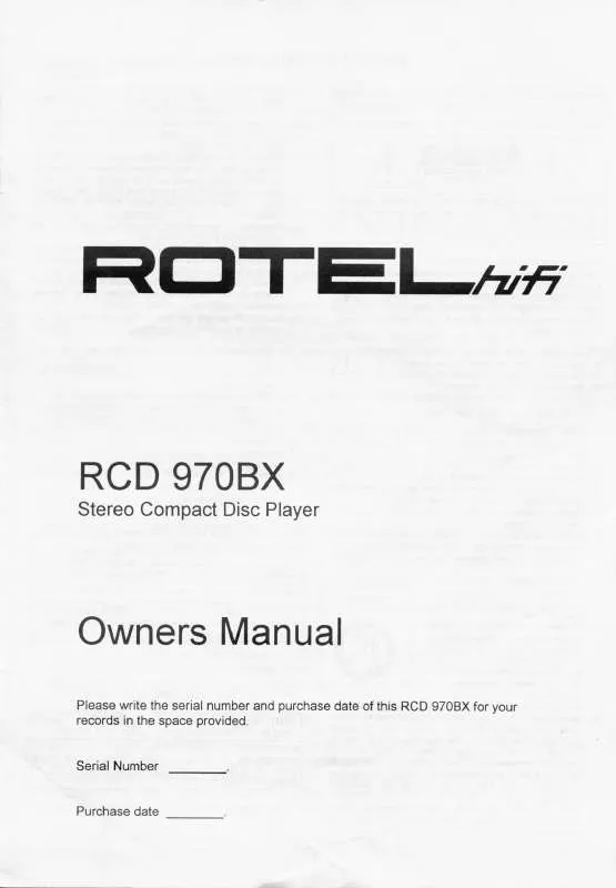 Mode d'emploi ROTEL RCD-970BX