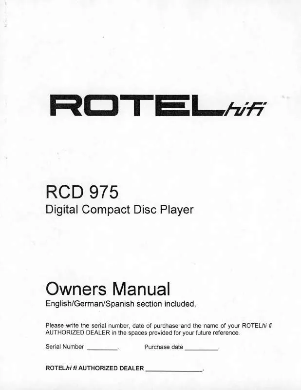Mode d'emploi ROTEL RCD-975