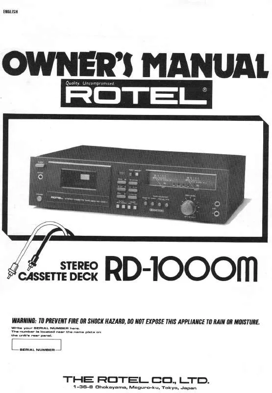 Mode d'emploi ROTEL RD-1000
