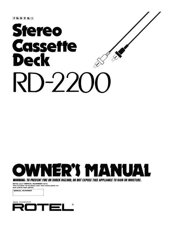 Mode d'emploi ROTEL RD-2200