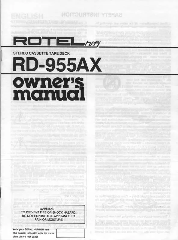 Mode d'emploi ROTEL RD-955AX