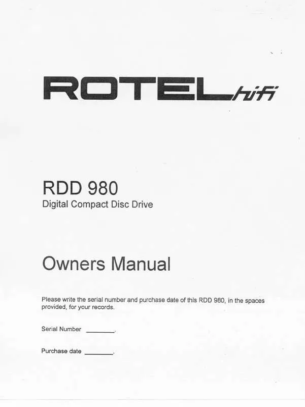 Mode d'emploi ROTEL RDD-980