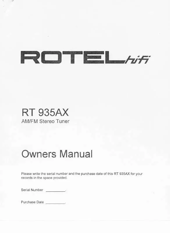 Mode d'emploi ROTEL RT-935AX