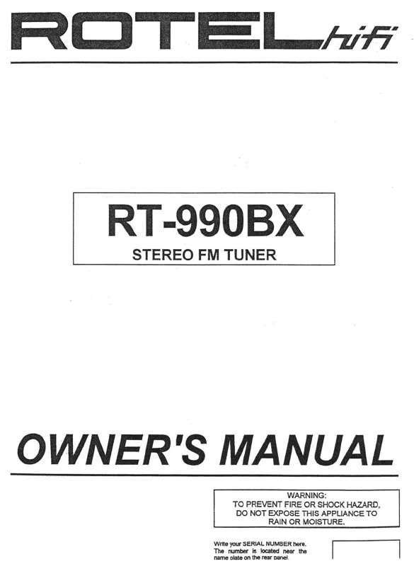 Mode d'emploi ROTEL RT-990BX