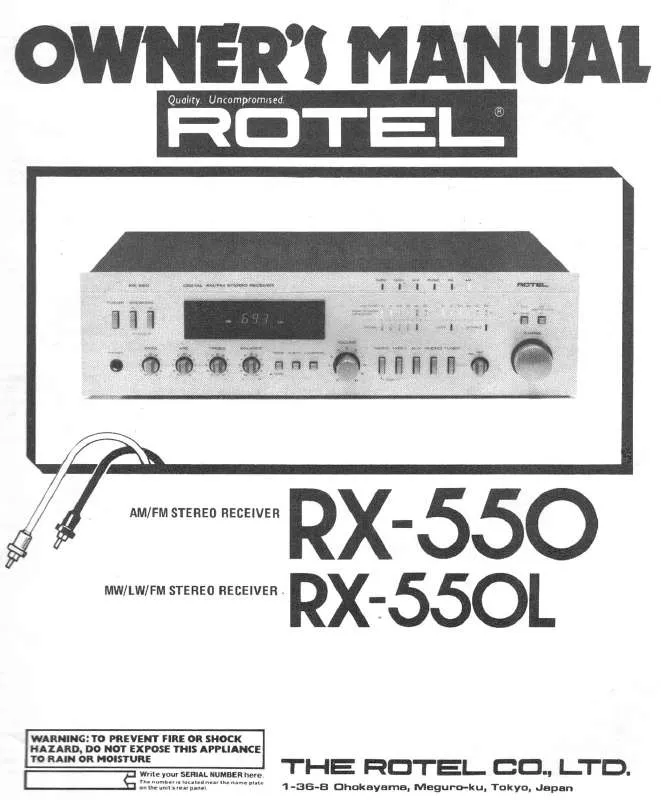 Mode d'emploi ROTEL RX-550