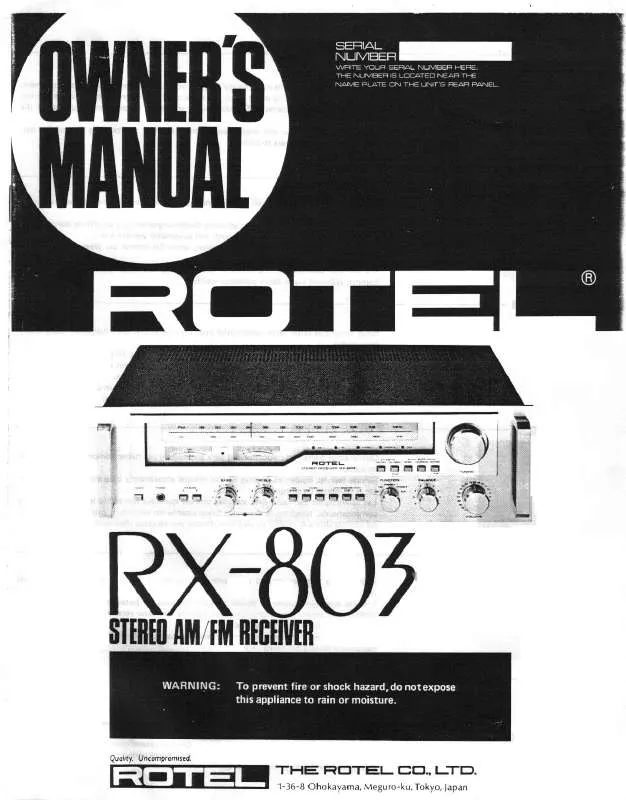 Mode d'emploi ROTEL RX-803
